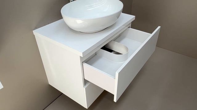 Бял водоустойчив плот за мивки тип купа с две чекмедже