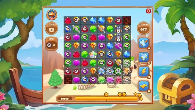 Как пройти уровень 677 игры Сокровища Пиратов