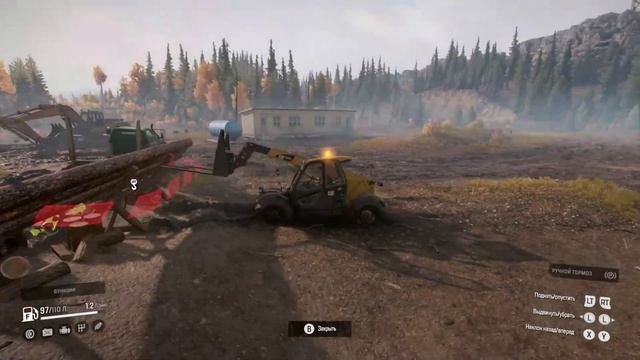 SnowRunner: погрузка брёвен при помощи вилочного погрузчик