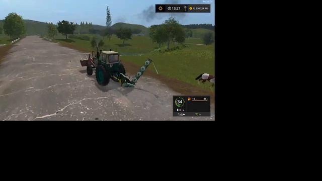 помогаю дедушке косить поле и застрял в грязи