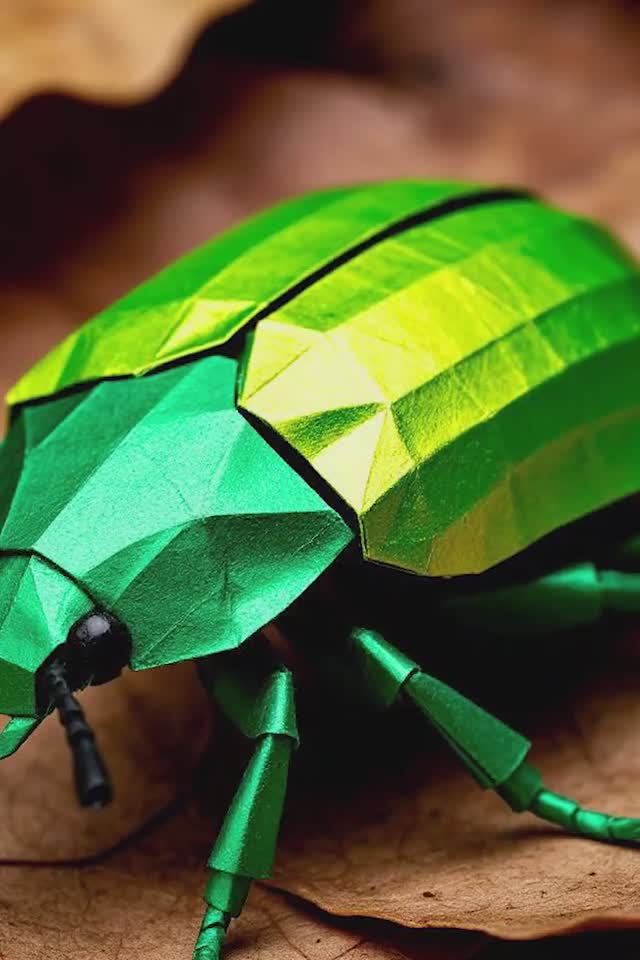 Металлический жук  - золотистая бронзовка | Metallic Beetle - Golden Bronze Beetle  #origami #nature