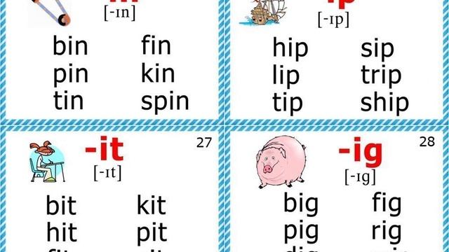 Letter I Reading 25-28   -in,  -ip, -it,  -ig