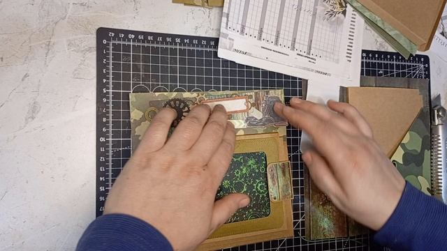 Мастер класс по Армейскому альбому 6 часть/ делаем 4 разворот и разделители/ скрапбукинг