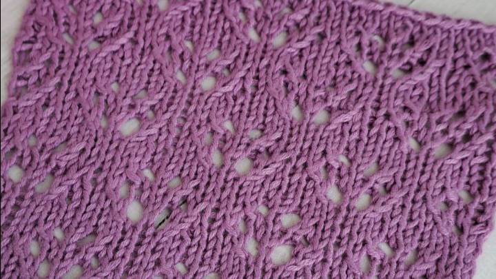 Ажурный узор спицами РОМБЫ-ЛИСТЬЯ Схема + описание