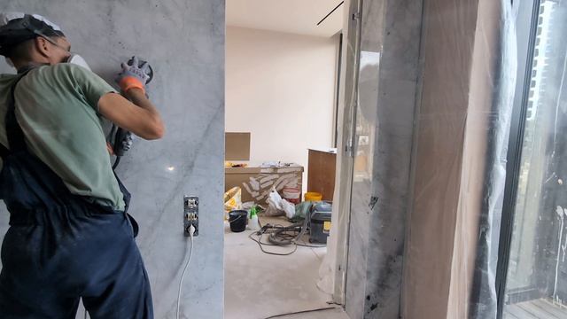 Полировка мраморных стен. Самая сложная работа