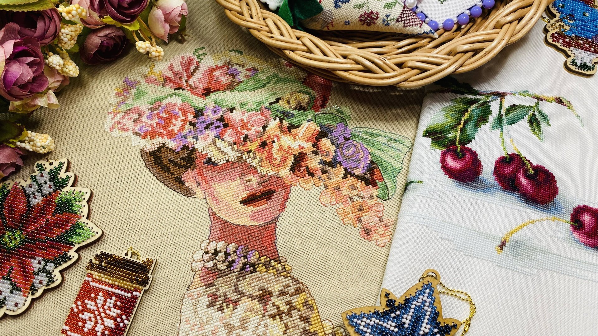 28. Викторианская элегантность/Вишни от Лука-С/Вышивка бисером/Вызов/Оформленные вышивки