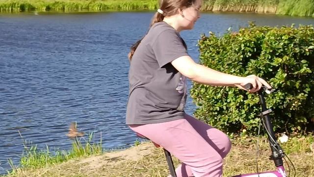 Велосипед HOGGER складной. Спуск с горы. Парк Авиаторов, Санкт-Петербург.