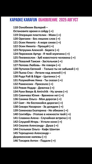 Караоке Обновление (karafun) Август 2025г