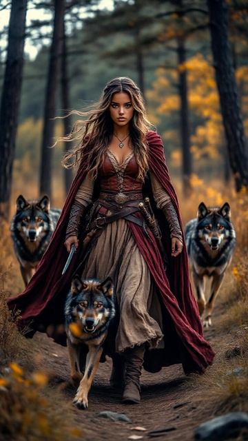 #девушка #воительница #волки #арт #нейросеть #нейросетьрисует #aiart #творчество #творю