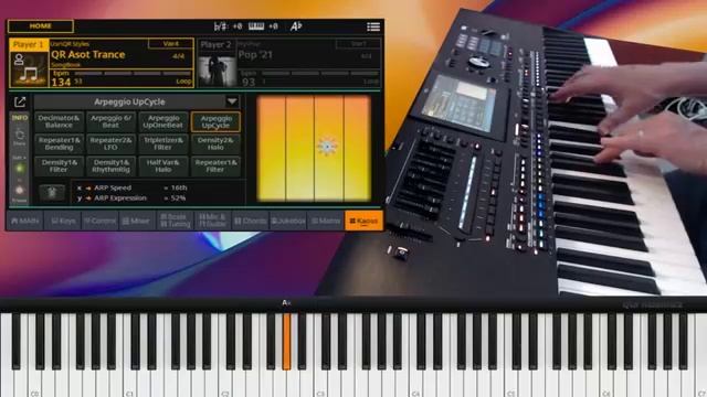 Korg Pa5X tutorial How to use KAOS arpeggiator and style transformation RU(Translate)
