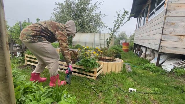 Клумба из старых досок. Сделала клумбу лучше чем в пин?