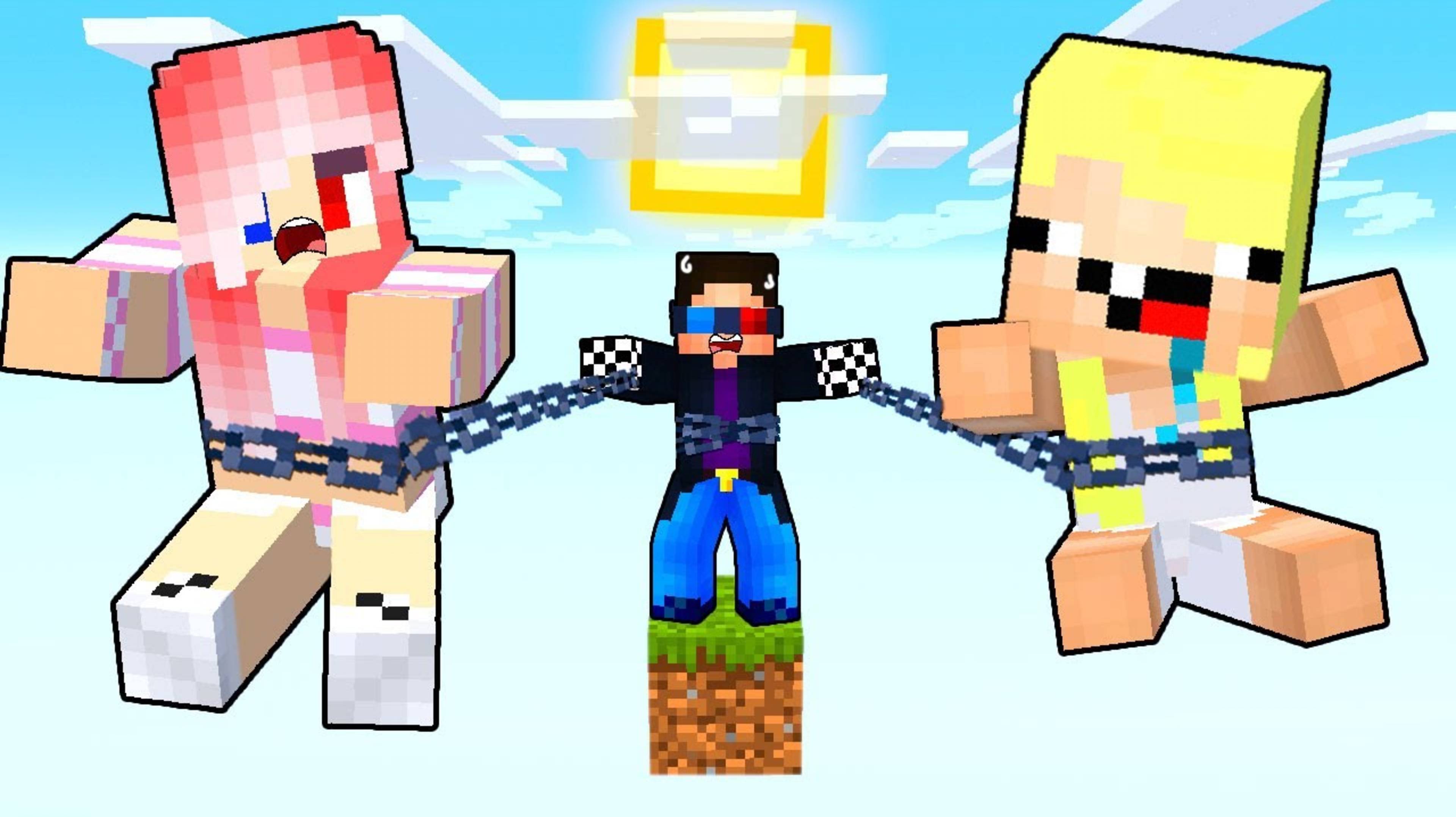 😱НА ОДНОМ БЛОКЕ но МЫ СВЯЗАНЫ в МАЙНКРАФТ! ШЕДИ ЛЕСКА И НУБИК Minecraft!