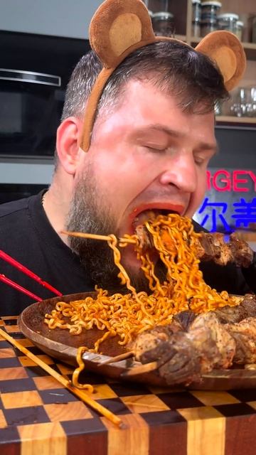 EATING BBQ MEAT, BULDAK SPICY NOODLES #мукбанг #асмр #асмрмукбанг #обжор #eating #eatfood #food