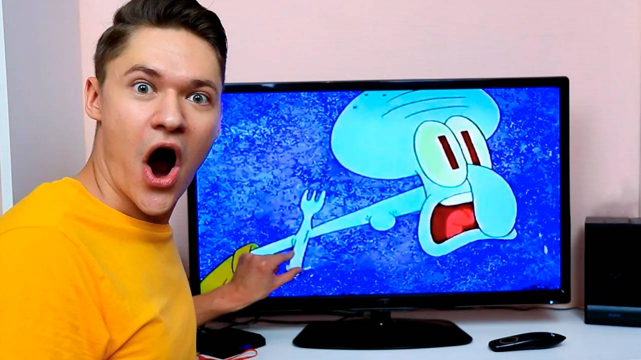 Прикол с Телевизором - Сквидвард подавился