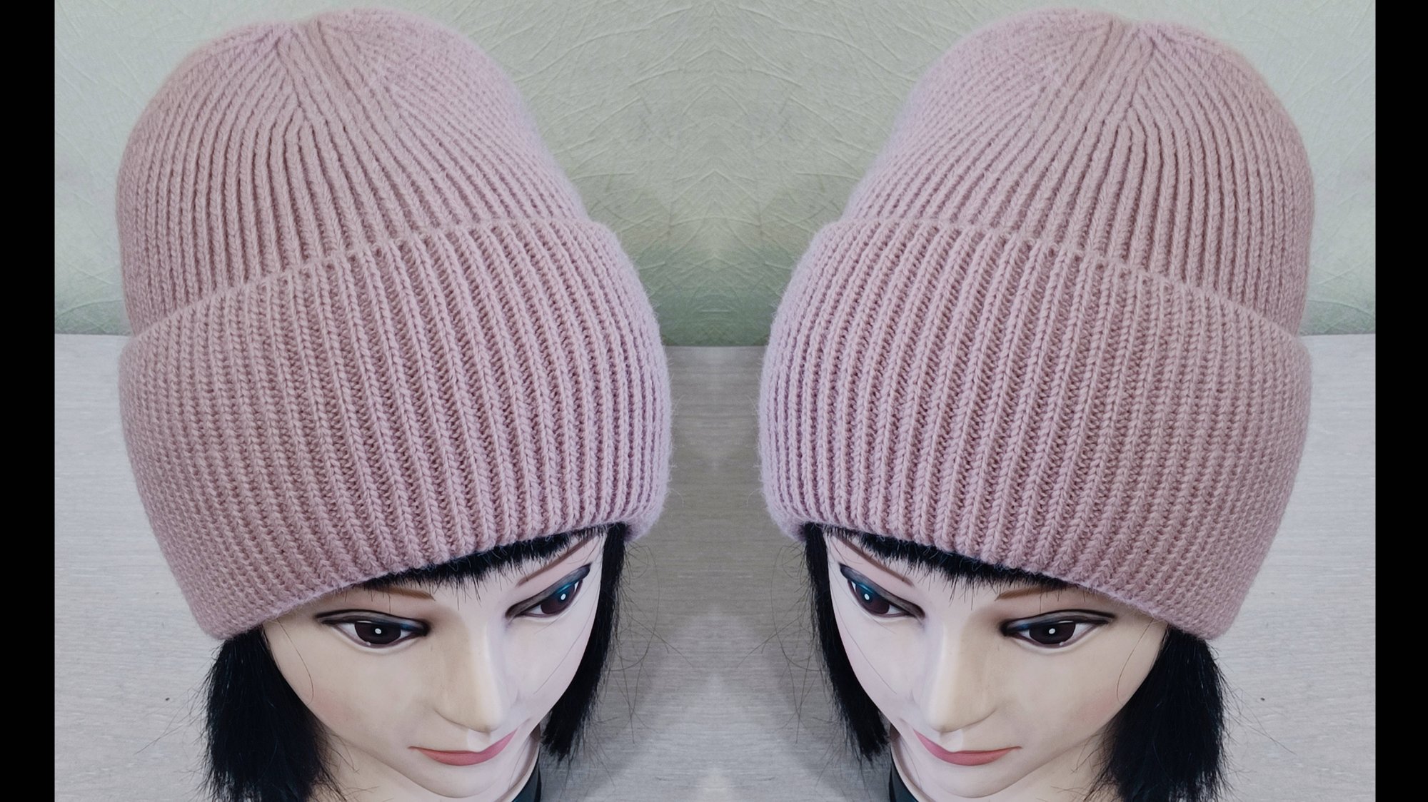 МК Шапка Бини на двухфонтурной вязальной машине