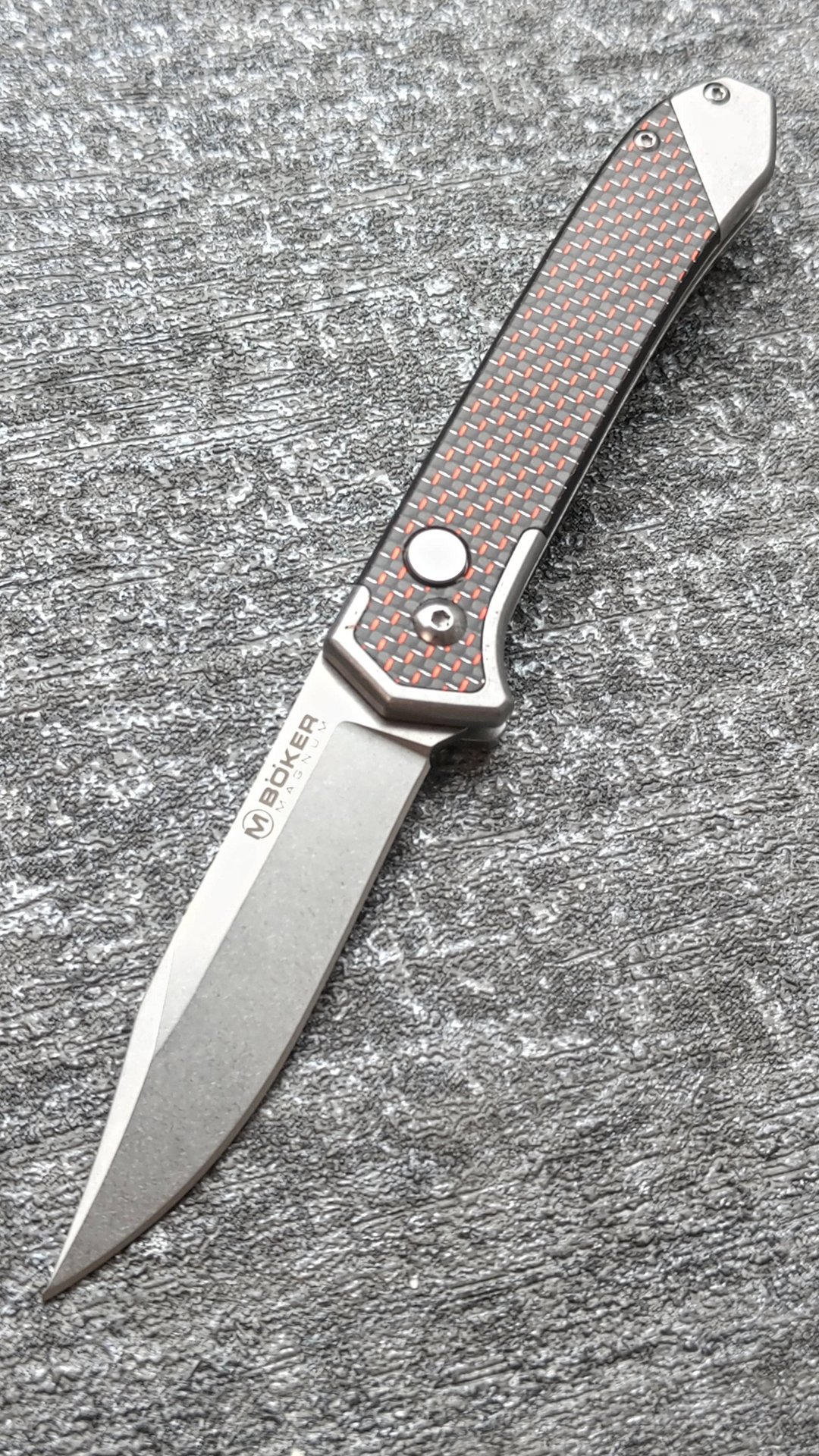 Нож складной автоматический Bocker Magnum черно-красный