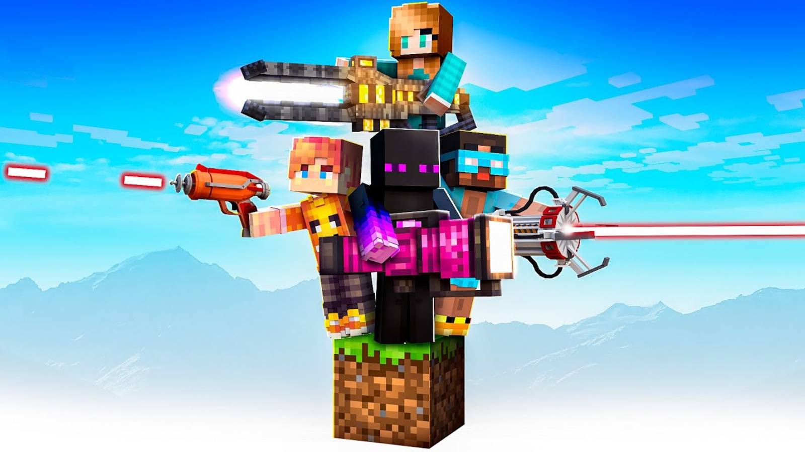 ✅ Битва На Одном Блоке с ОРУЖИЕМ в Майнкрафт!