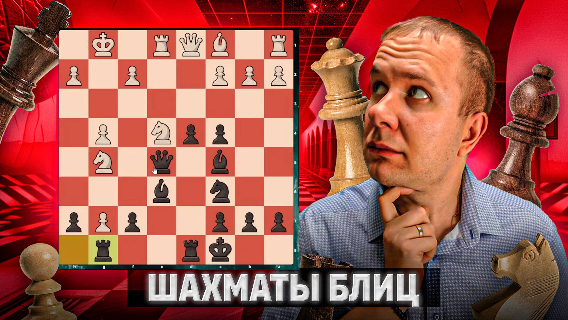 Опасная атака соперника. Шахматы блиц