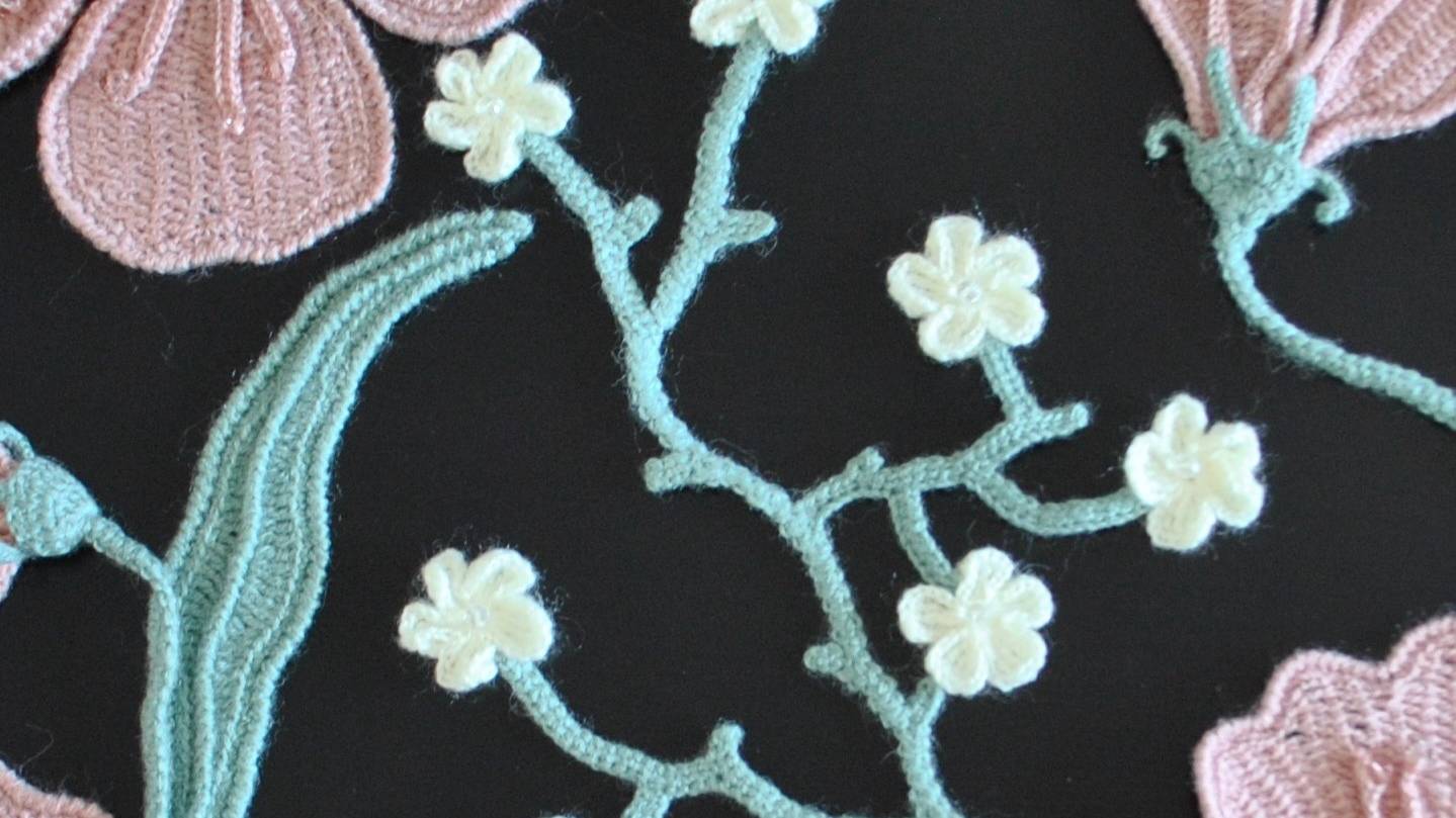 Веточка с цветочками для жилета. 1 часть. Вяжем вместе ирландское кружево.