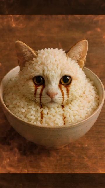 грустная кошка рис