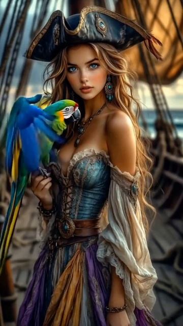#девушка #попугай #ai #арт #нейросеть #нейросетьрисует #цифроваяживопись #творю #творчество #красиво