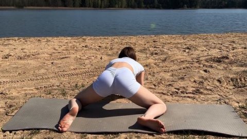Hot yoga workout on the beach Guided Yoga