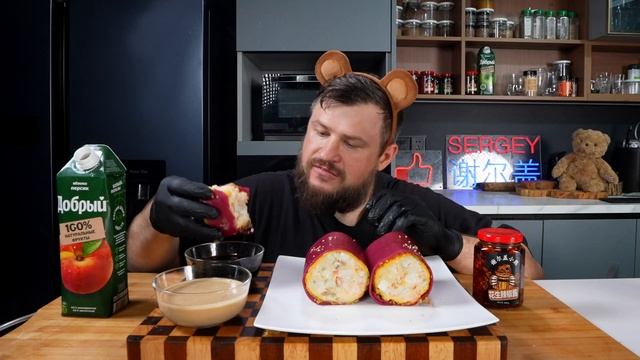 THE BIGGEST CHINESE RICE SAUSAGE EVER!! ASMR MUKBANG, АСМР МУКБАНГ, 먹방, 大食い, たべる, 谢尔盖