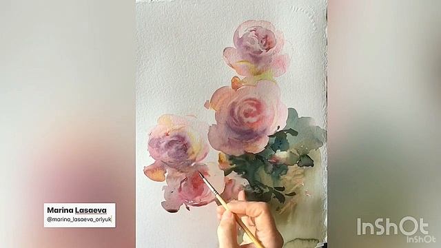 Ветка розы. Ласаева Марина. Акварель