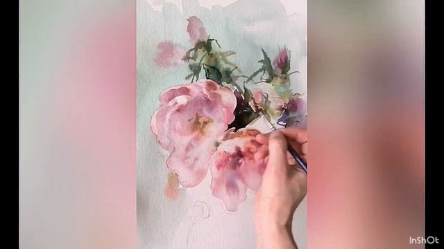 Две розы. Ласаева Марина. Акварель