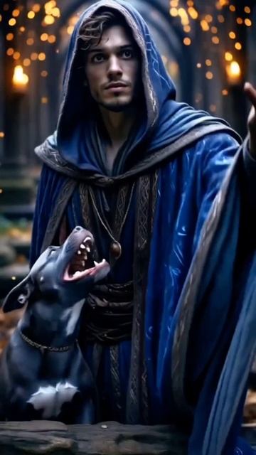 #колдун #магия #собака #фэнтези #арт #нейросеть #ai #нейросетьрисует #творчество #творю #залипательн