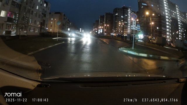 тест видеорегистратора 70маи 800. ночная съёмка. основная камера