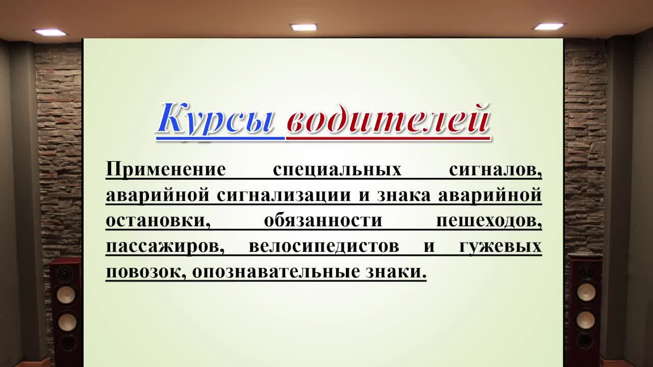 Занятие 5. Применение специальных сигналов, аварийной сигнализации и знака аварийной остановки.