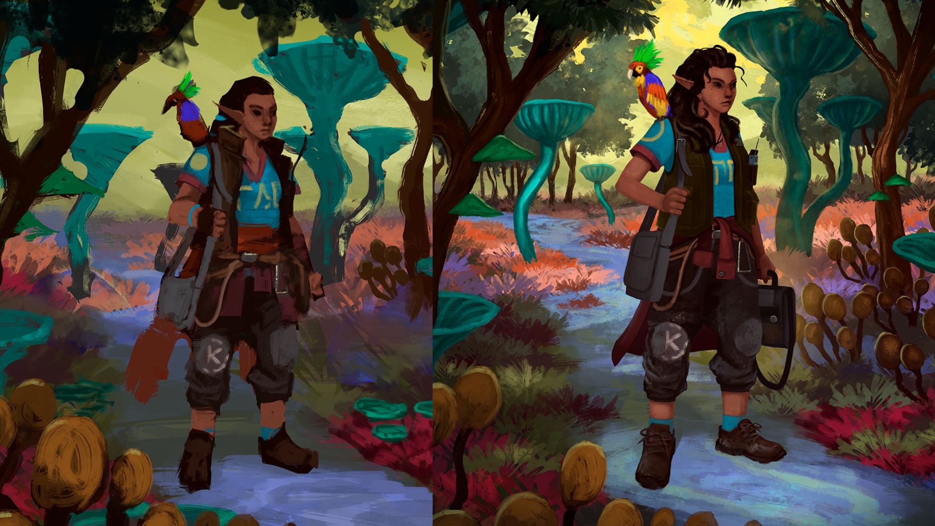 Эльфка с попугаем