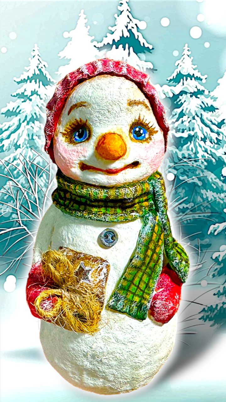 Снеговик. Ёлочная игрушка. DIY.