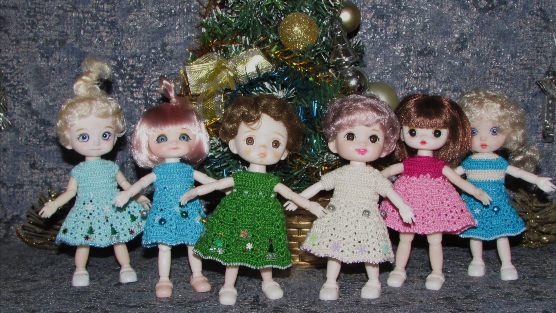 Вязаные наряды на шарнирных кукол 16 см (bjd 16 Sm). 