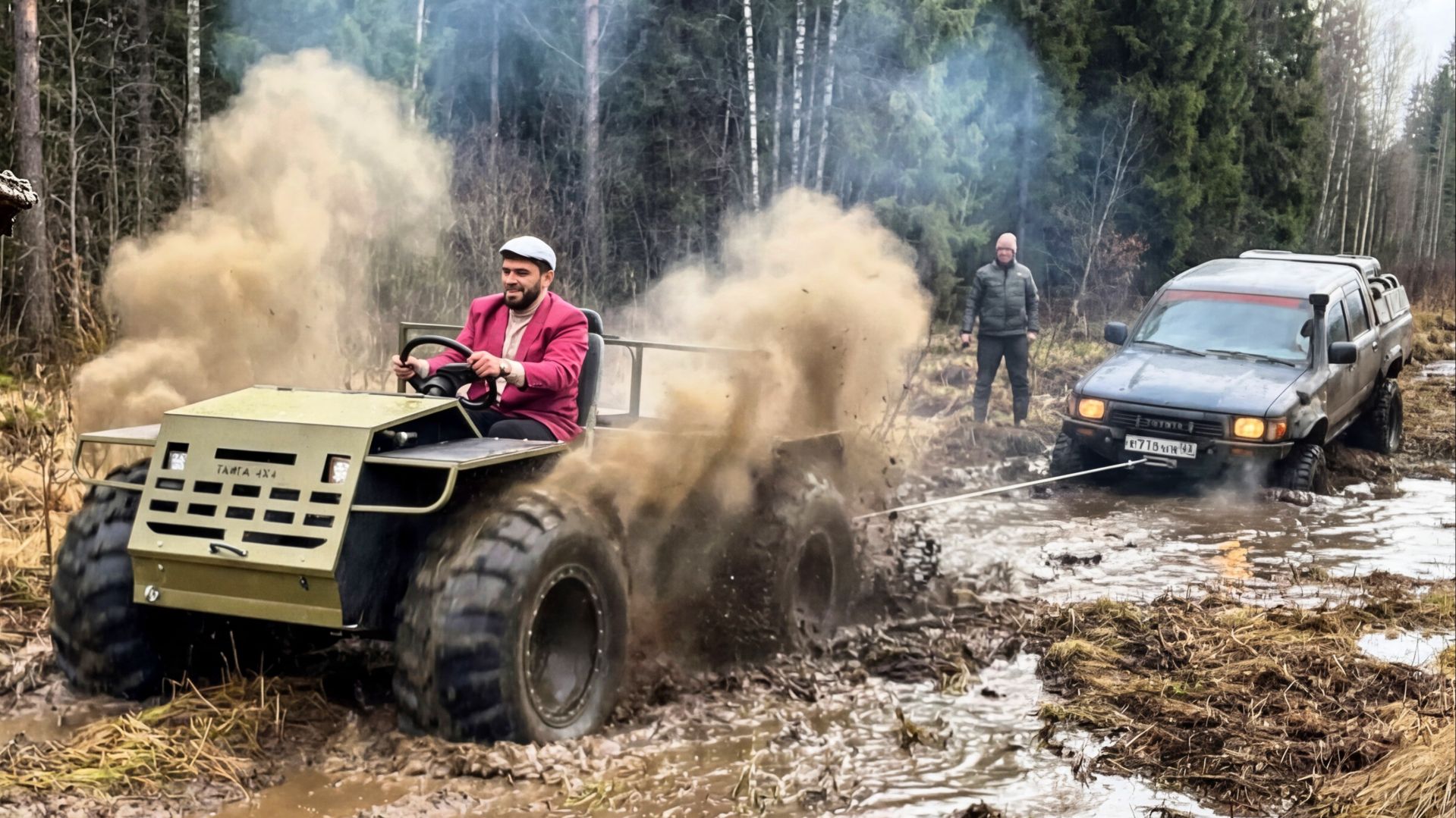 Пробираемся к Хижине в Лесу через Болота на Хайлюксах и болотоходе