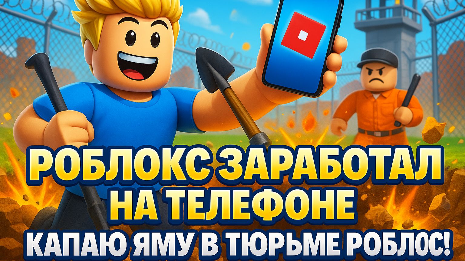 РОБЛОКС ЗАРАБОТАЛ НА ТЕЛЕФОНЕ!!! КАПАЮ ЯМУ В ТЮРЬМЕ РОБЛОКС!!