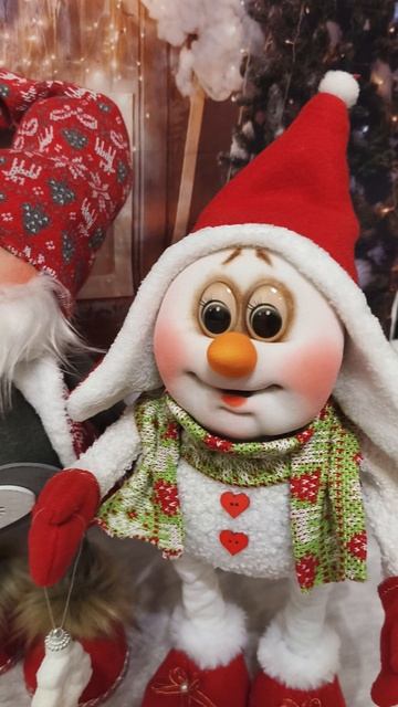 Снеговик и гномы ручная работа