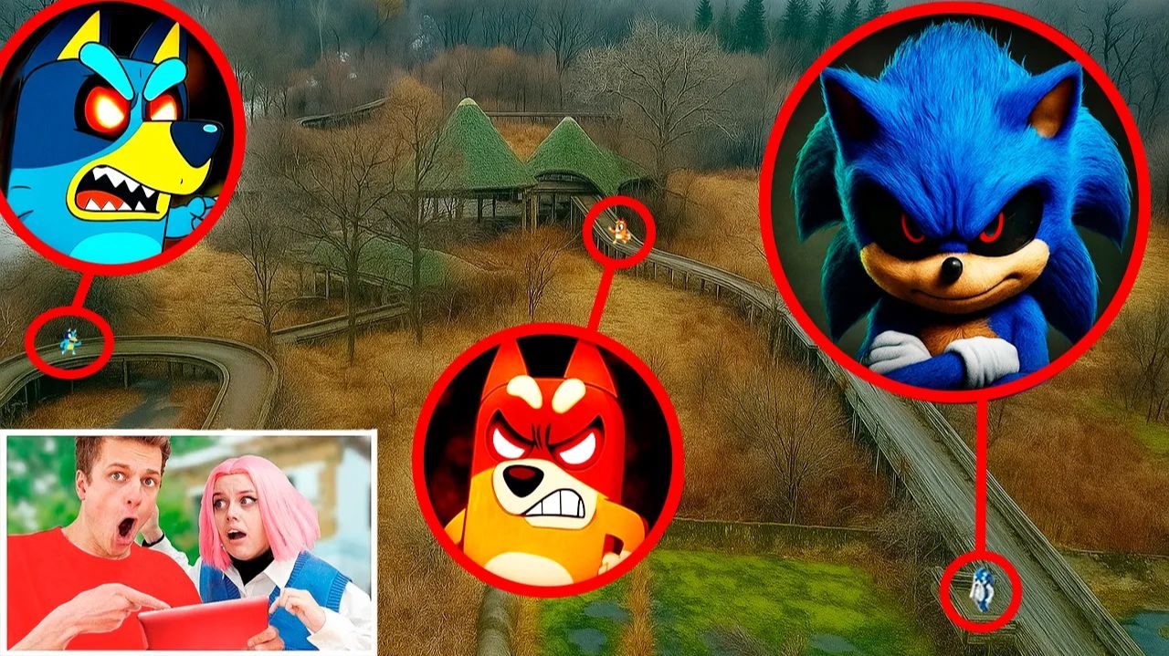 МОЙ ДРОН СНЯЛ SONIC.EXE, БЛУИ И БИНГО В РЕАЛЬНОМ МИРЕ!!!