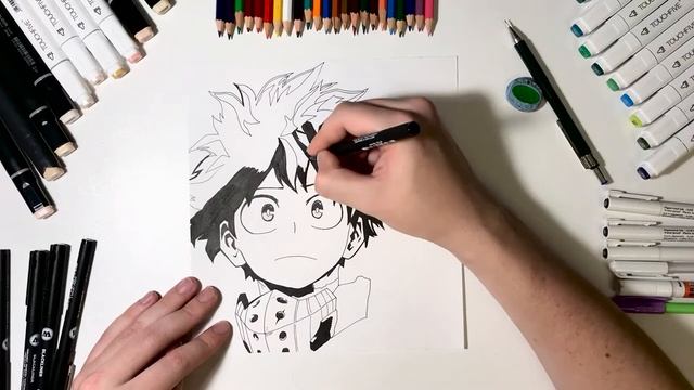 Рисую Мидорию из аниме Моя геройская академия #Аниме #Мидория #Моягеройскаяакадемия #Анимерисунок