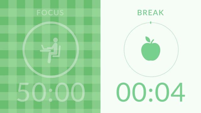 (🎲) Pomodoro 50/10 (green Noise!!) -- помодоро 50/10 (зеленый шум)