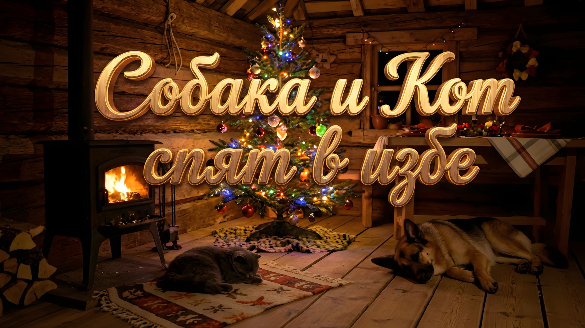 Собака и Кот спят в избе