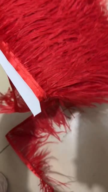 Тесьма из перьев страуса на ленте 8-10 см, 1 м, Красный цвет