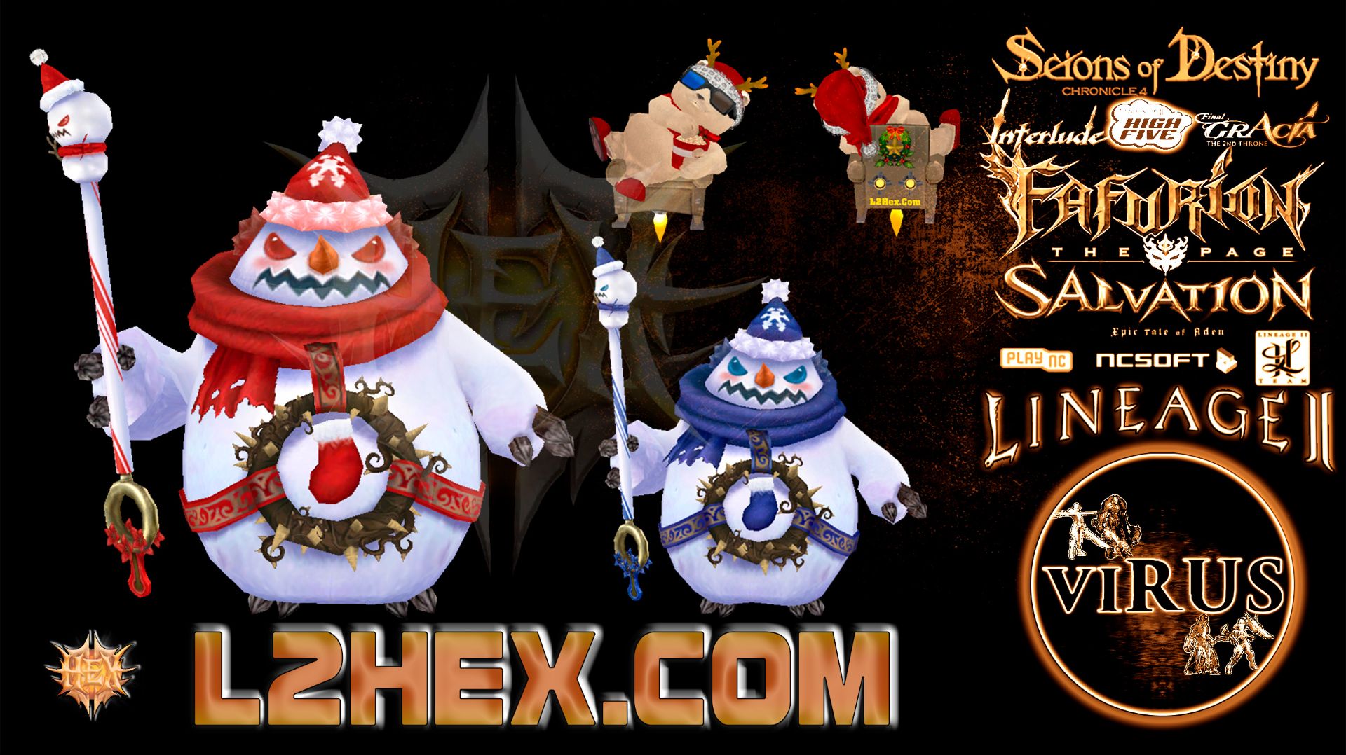 Two Snowmen And A New Year's Agathion For Www.L2Hex.com Server. LINEAGE II-Interlude ◄√i®uS►