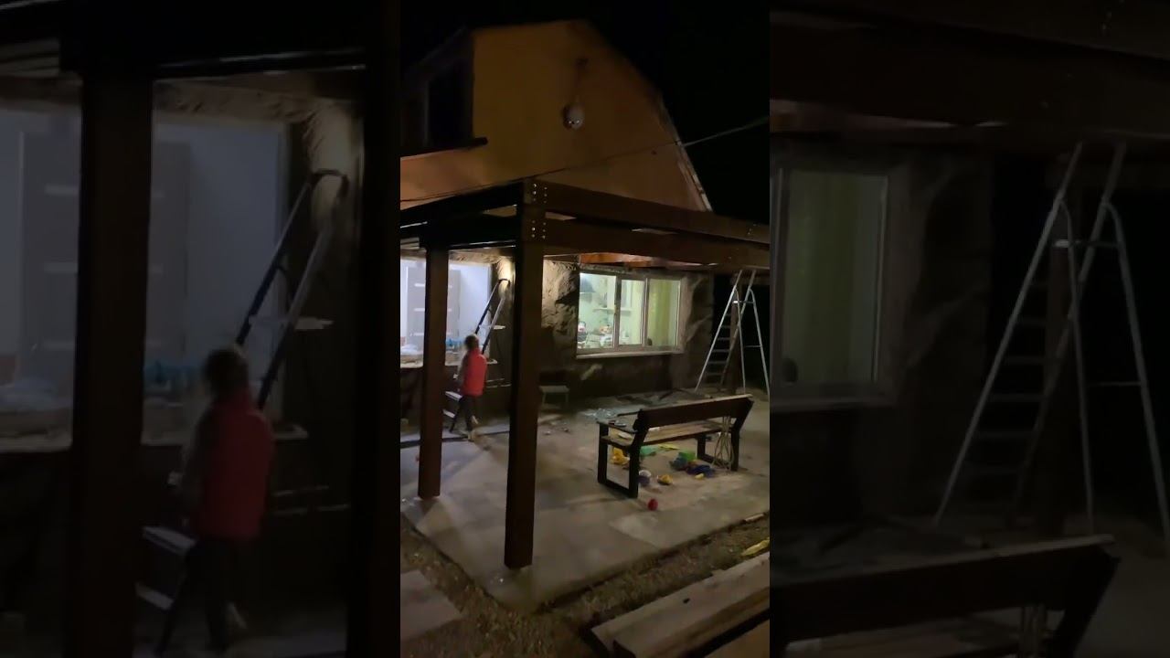 Установка столбов 150х100 для беседки на шпильку D24 #стройка #беседка