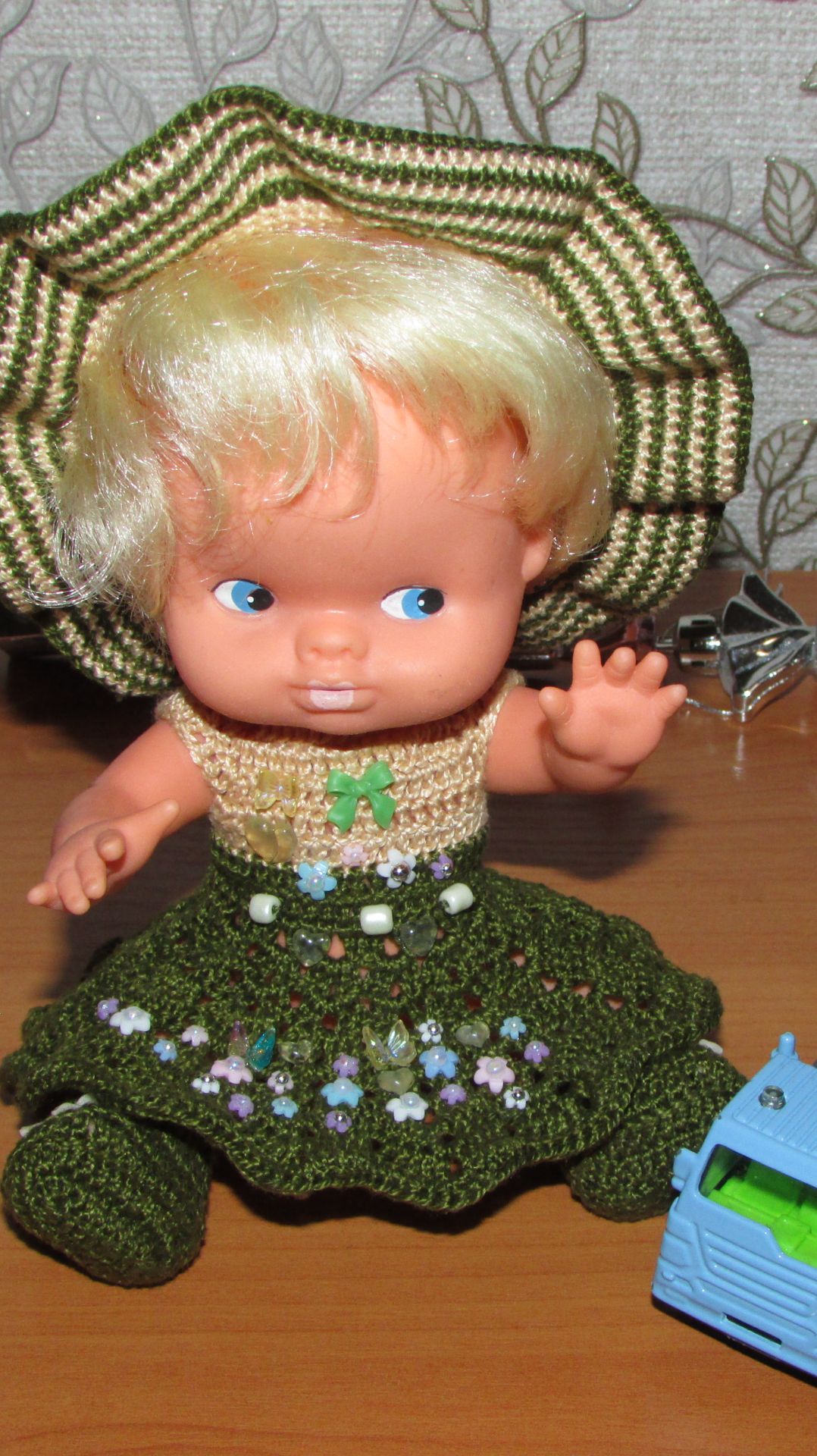 Авторский вязаный наряд\комплект с шляпой 