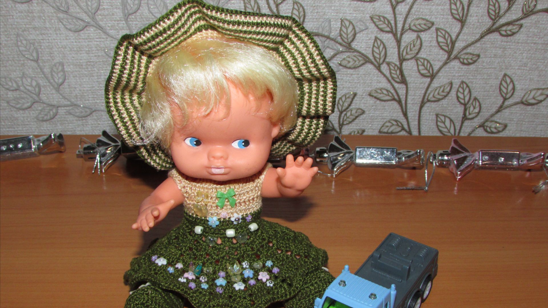 Авторский вязаный наряд\комплект с шляпой 