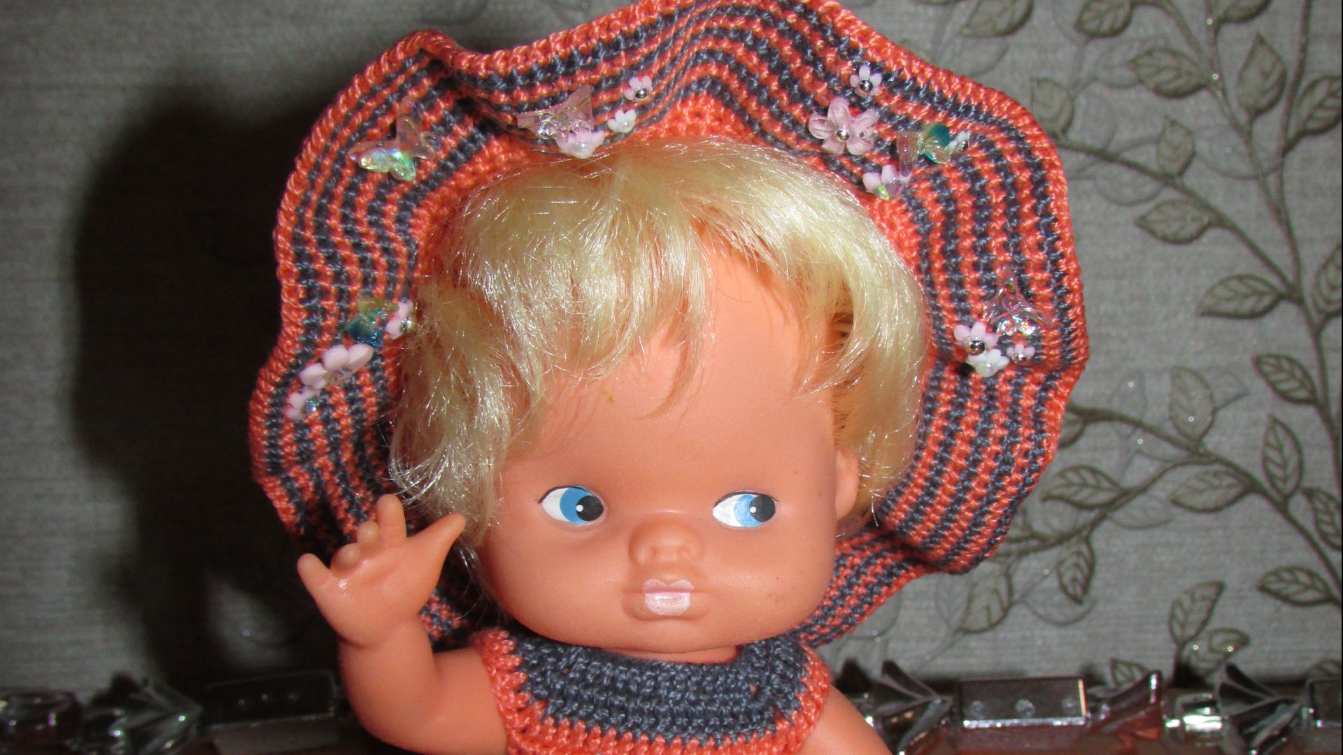 Авторский вязаный наряд\комплект с шляпой 