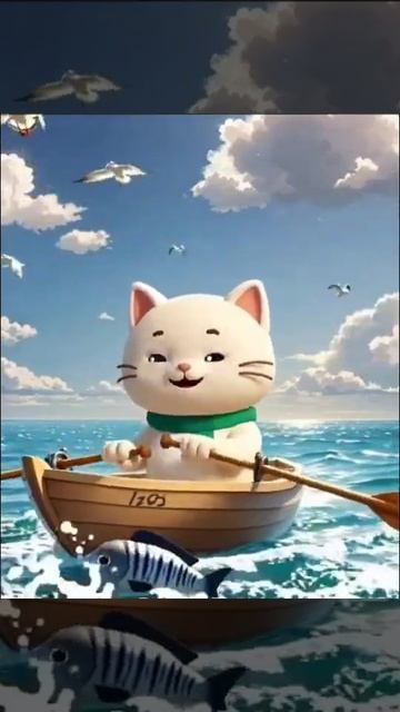Как кот гребет против течения  #cats #animation #funny