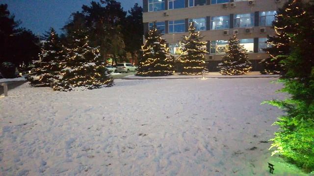 Нарядные ёлки у здания городской администрации Анапы